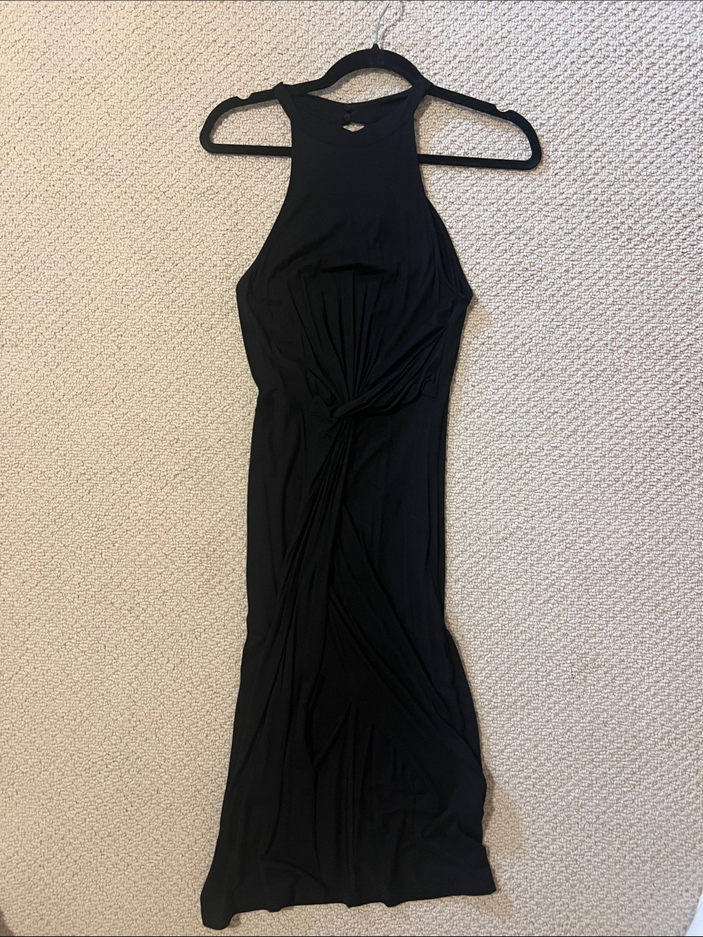 Black Twisted Front Sleeveless Dress